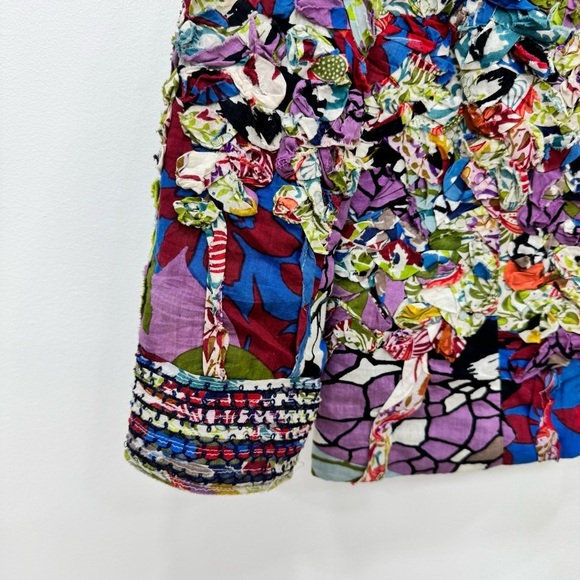 Indikka Mixed Print Open Front quilted Jacket Artsy Novelty Retro Sz Medium - Picture 4 of 6